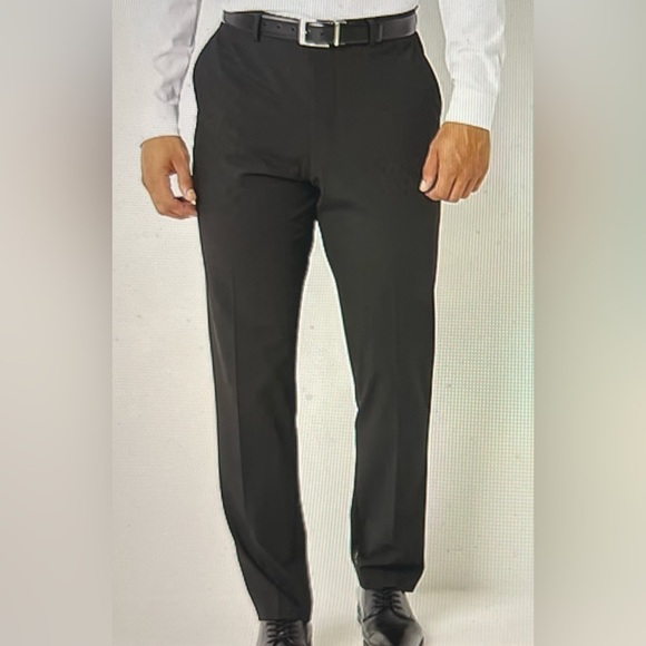 J. Ferrar Ultra Comfort Men's Slim Fit Flat Front Suit Pants - Classic Black - Picture 1 of 10